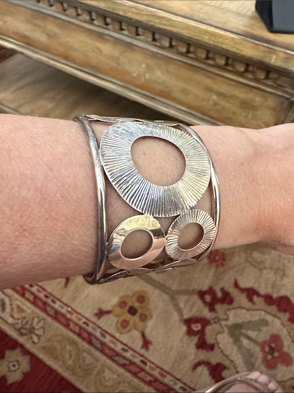 Polished Silver Open Circle Cuff Bracelet